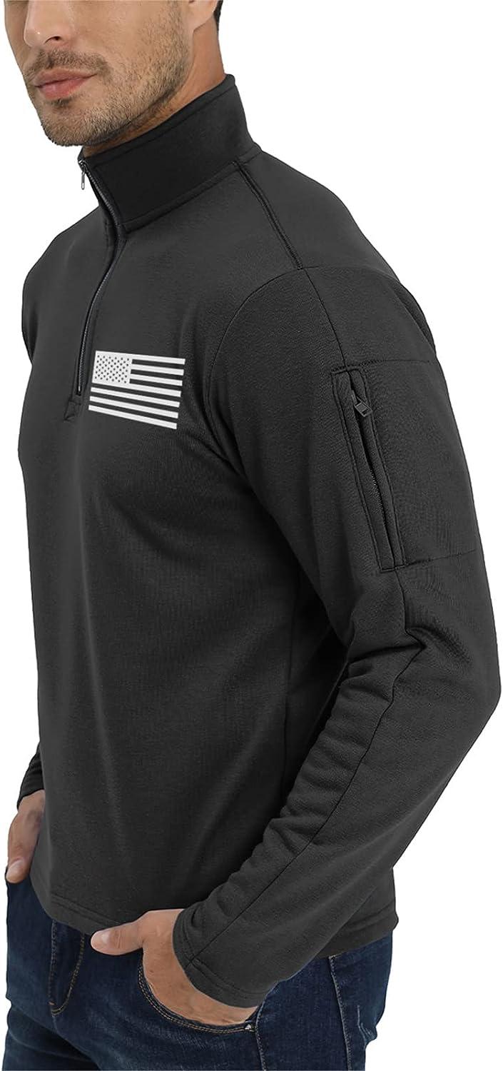 Men's USA Flag Graphic Pocket Pullover | Patriotic 1/4 Zip Stand