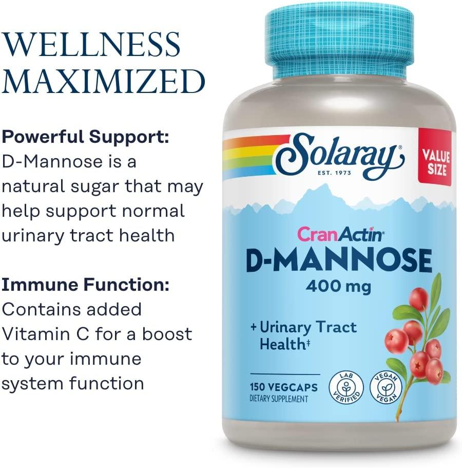 Solaray DMannose with CranActin Cranberry Supplement 400mg, Urinary