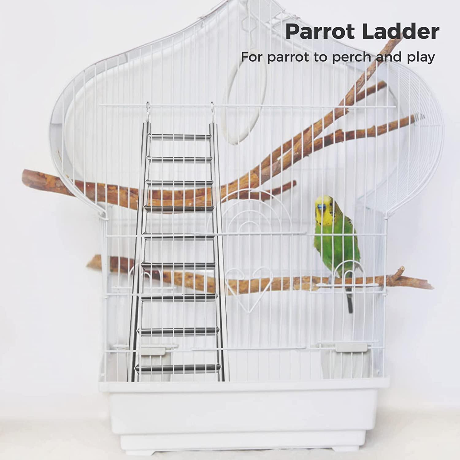 GEKMOR Parrot Ladder 9Step Stainless Steel Rustproof Metal Nonskid