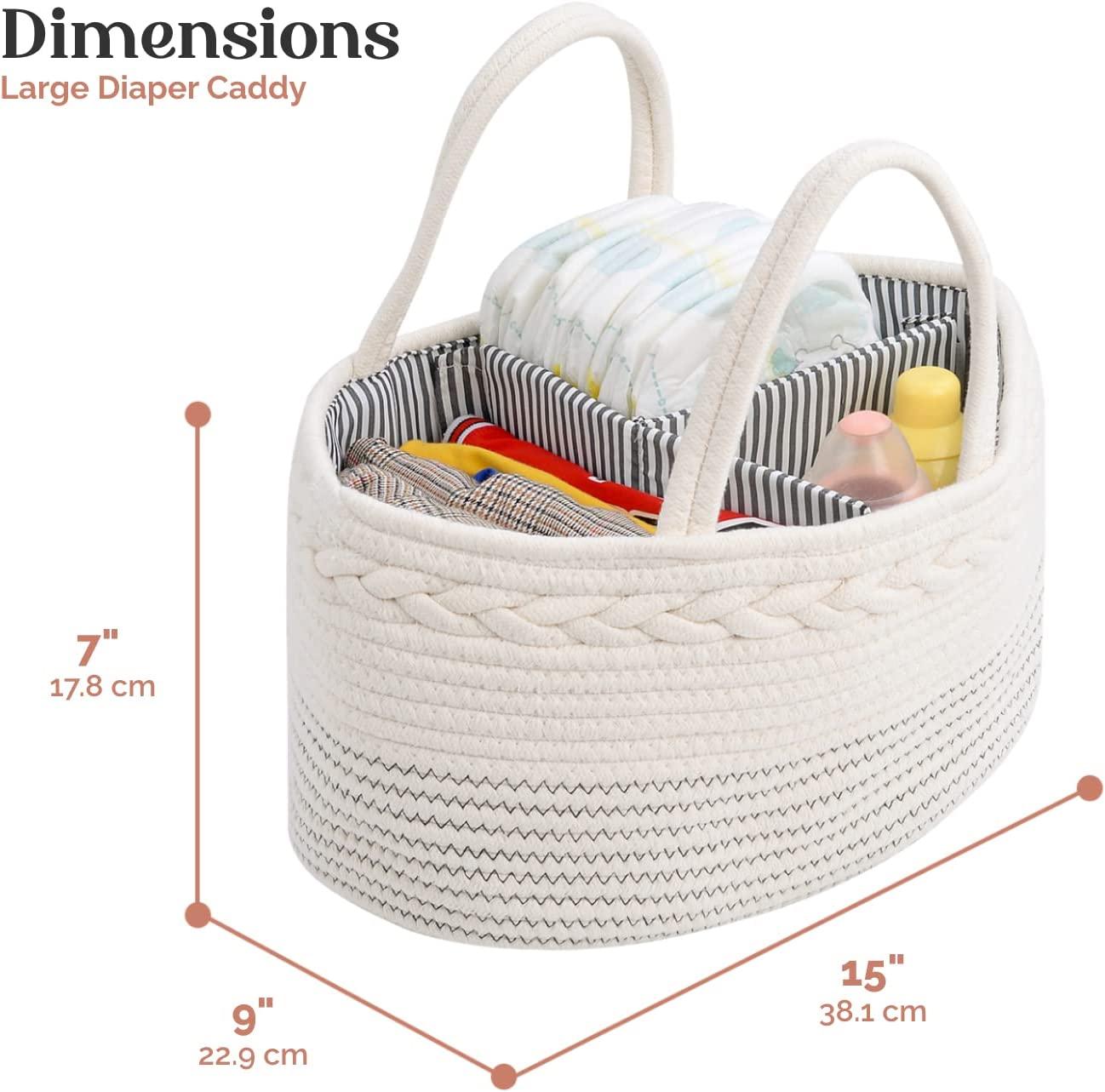 Luxury Little Baby Diaper Caddy Organizer - Rope Nursery Storage