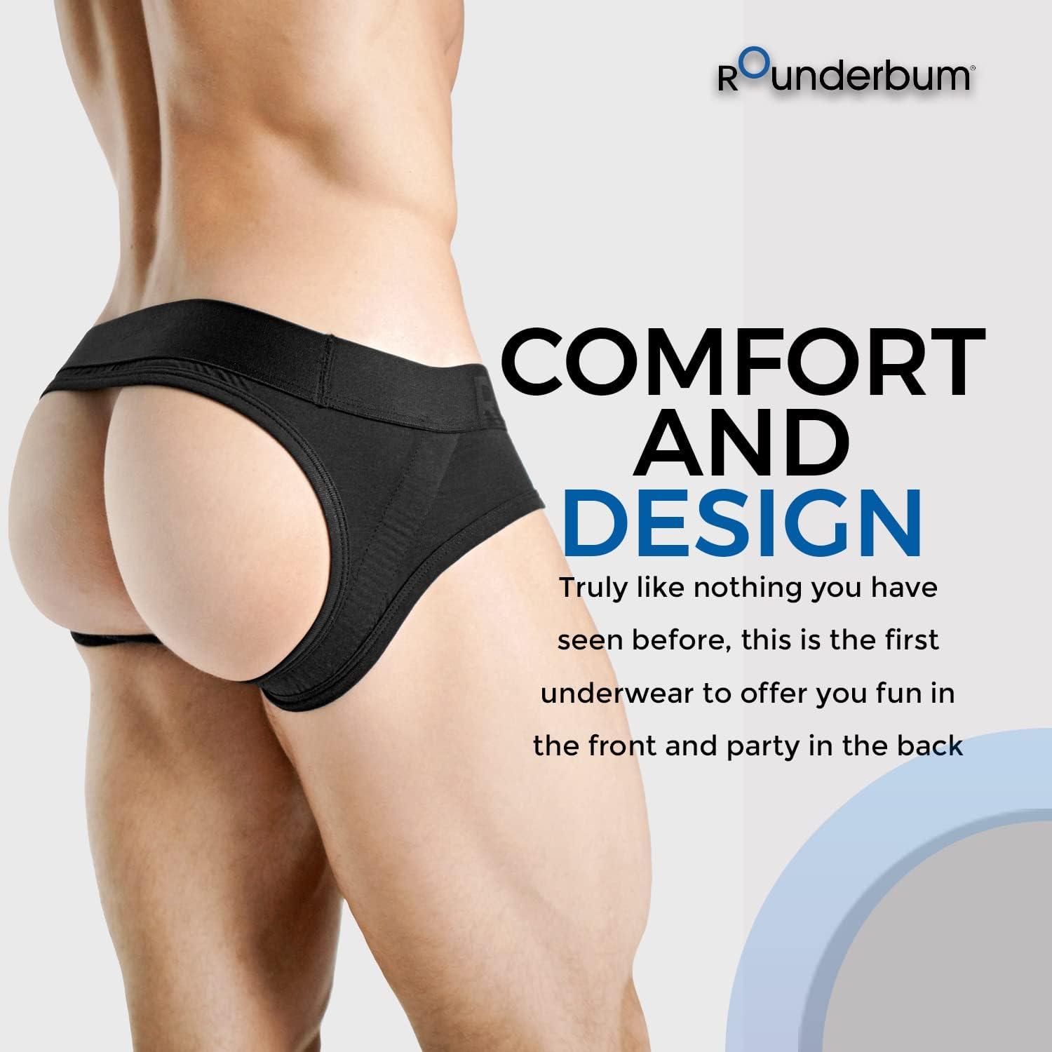 Rounderbum Men's Lift Jock Strap Butt Lifting Shapewear Black Jock Brief