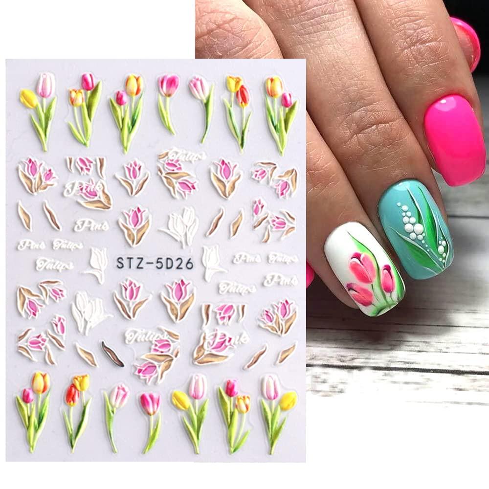 Manicure Monday - Floral Nails ~ Tulips and Clouds Nail Art + How-to! | See  the World in PINK
