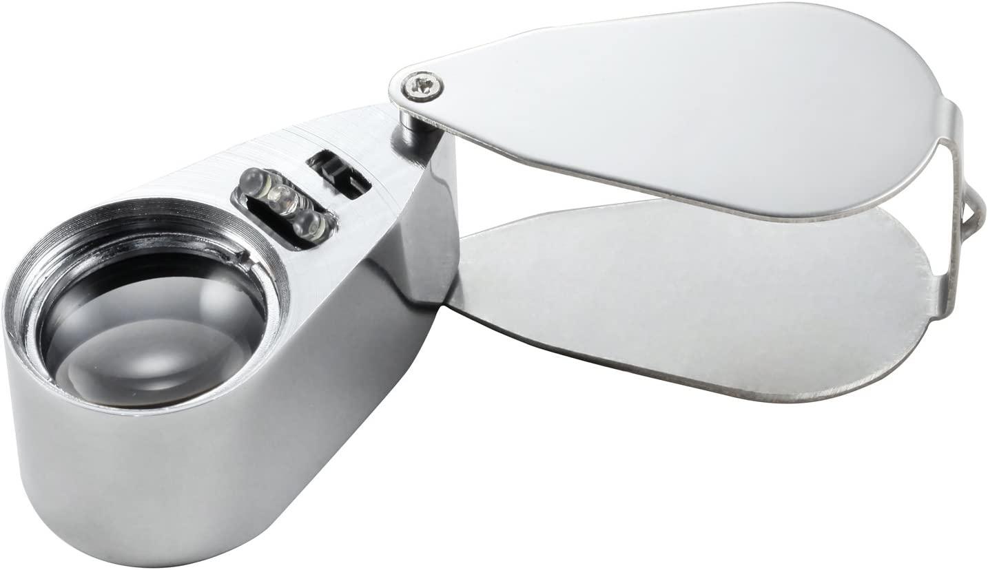 MSLAN 40X Full Metal Illuminated Jewelers Magnifier Pocket Folding
