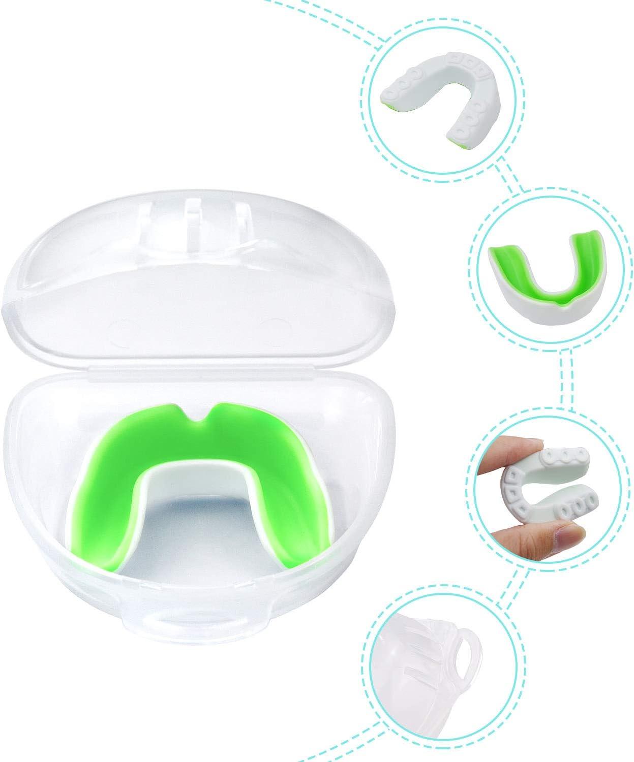 Lulyl Athletic Mouth Guards Gum Shield For Sports Teeth Guard Youth Mouthguard With Plastic Box Kids/Adults Rugby Boxing Hockey Mma Karate Martial Arts, 7 * 7Cm , 4 Unité (Lot De 1