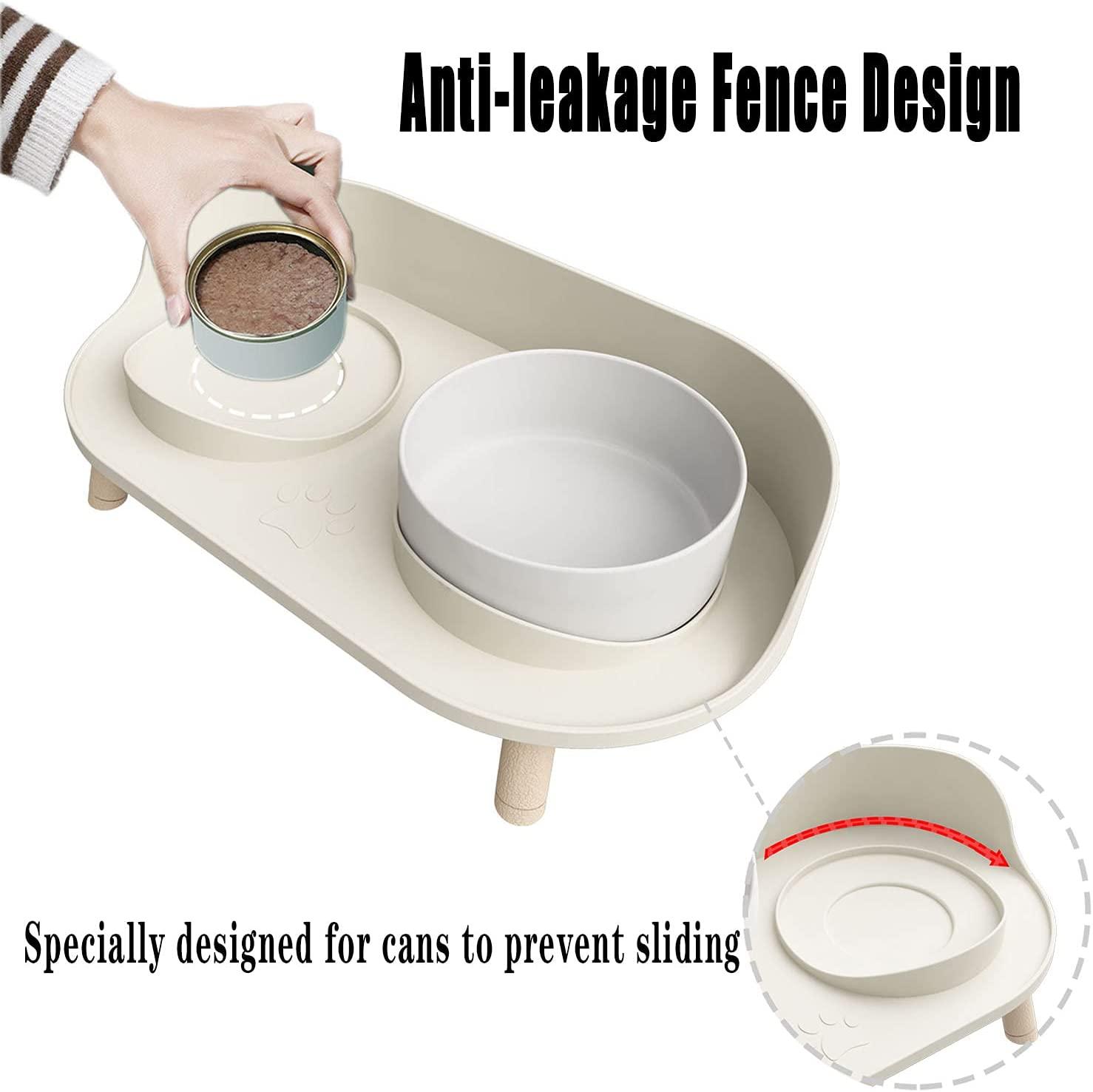 Elevated Cat Food Bowls, Ceramics Dog Cat Water Bowls Stand with NoSpill Design,3 Adjustable