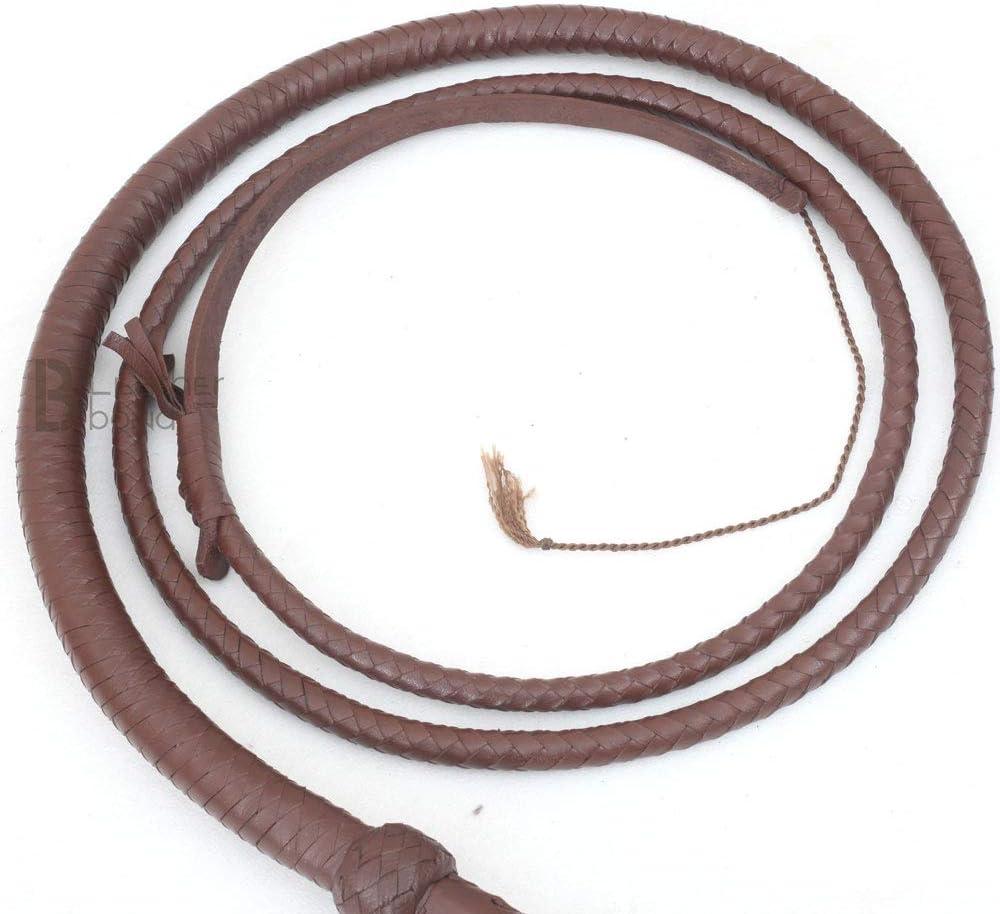 Fouet En Cuir De Vache Naturel Style Indiana Jones - 4 Pieds (1m20) 8 Tresses - Leather Phobia