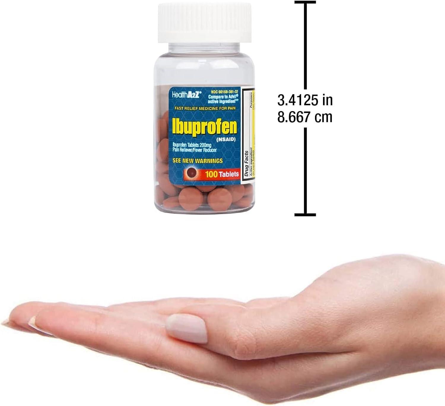 HealthA2Z Ibuprofen 200mg 100 Count Pain Relief Tablets for Body