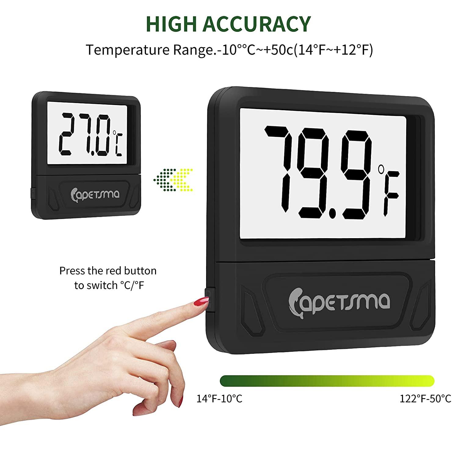 Capetsma Digital Aquarium Thermometer Accurate Reptile and Fish Tank Temperature Gauge with
