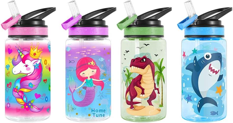 Home Tune 18 oz Cute Water bottle with Straw for Girls BPA FREE Tritan &  Leak Proof One Click Open Flip Top & Easy Clean & Soft Carry Loop (Unicorn)