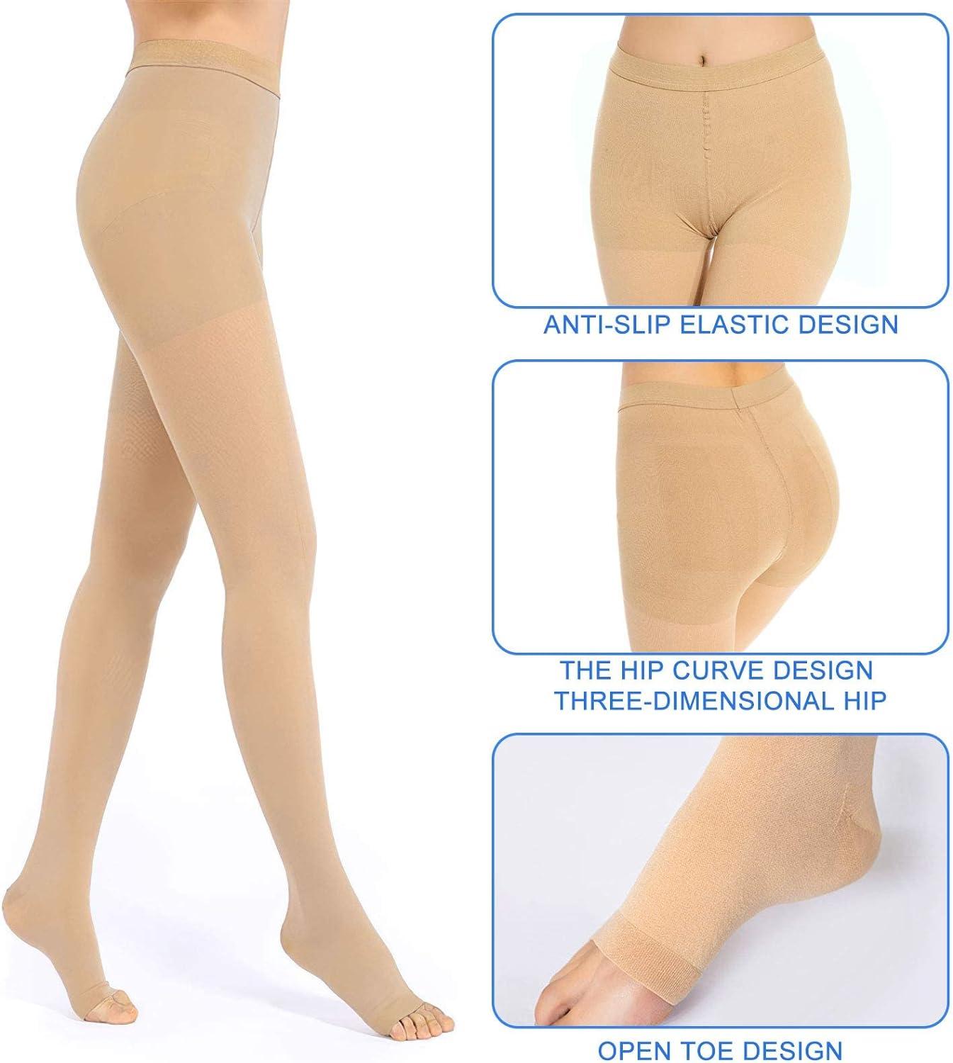 Evolyline Medical Compression Tights for Women & Men 20-30 mmHg Open Toe Compression  Pantyhose Toeless Graduated Support Tights Compression Socks Stockings for  Varicose Veins Edema Flight Nursing Beige XL