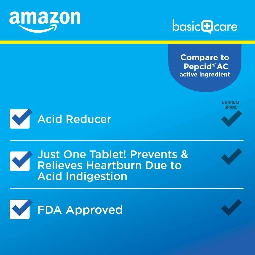 Amazon Basic Care Original Strength Famotidine Tablets, 10 mg, Acid
