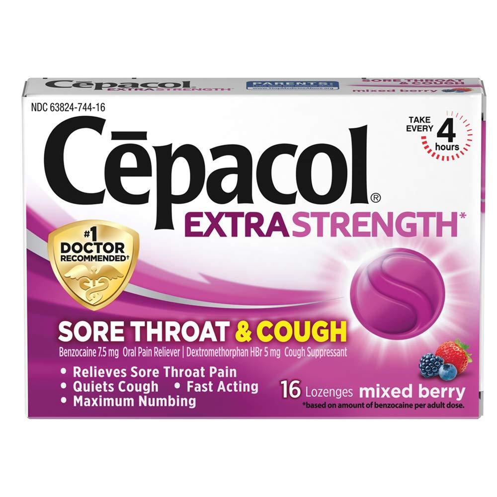 Cepacol Extra Strength Sore Throat Relief Lozenges, Mixed Berry Cough Drops, Maximum Numbing