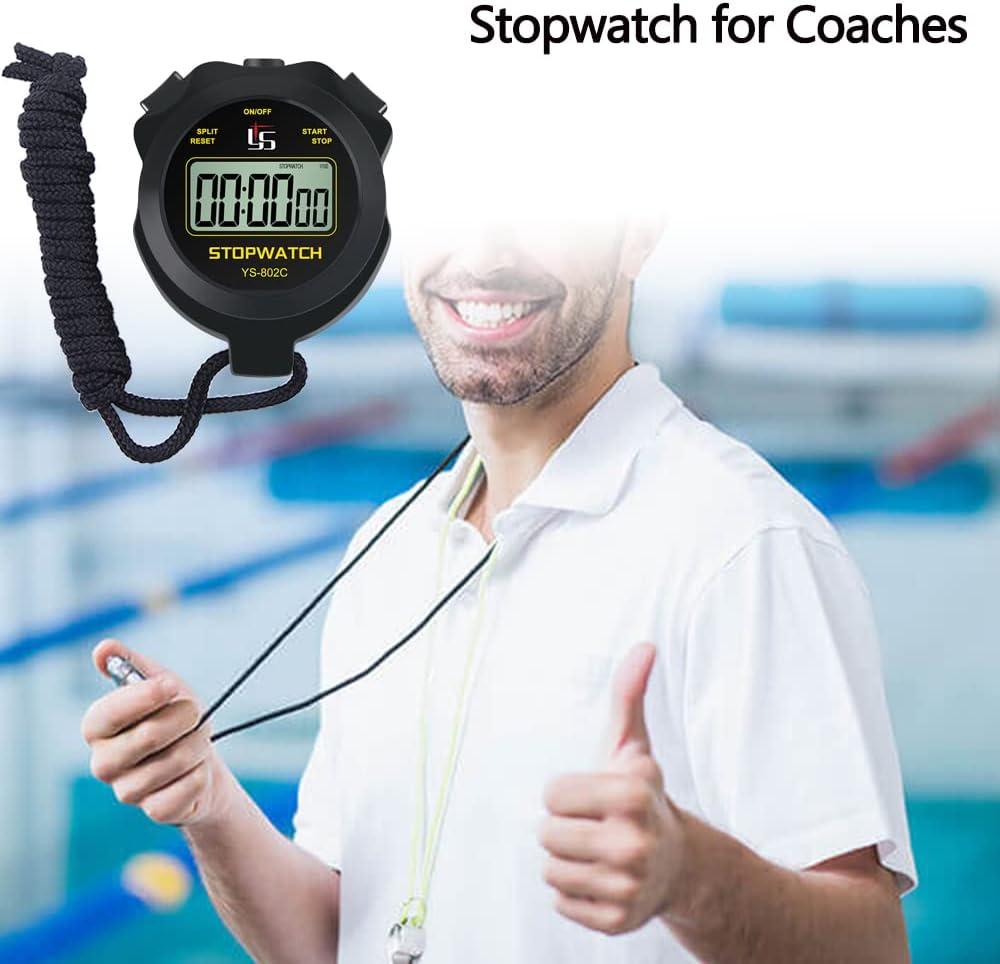 FCXJTU Simple Digital Sports Stopwatch Timer, No Bells, No Clock, No Alarm,  Simple Basic Operation, Silent, ON/Off, Pure Stopwatch for Swimming