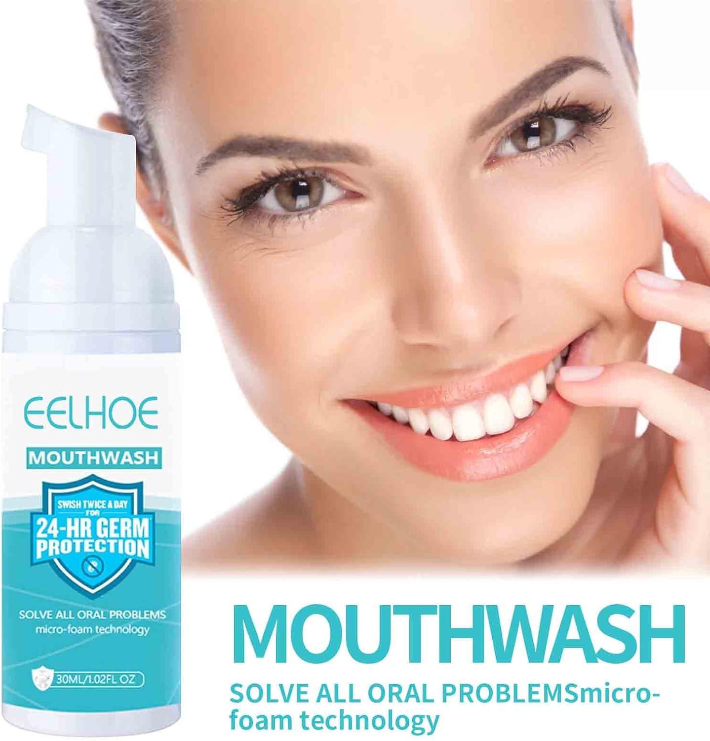 EELHOE Teeth Whitening Foam Toothpaste Stain Removal Mouthwash 30ml