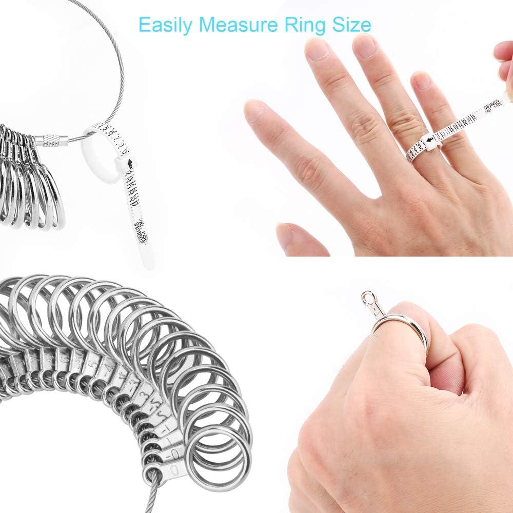 MUDDER Stainless Steel Finger Sizer Measuring Ring Tool, Size 1-13 with  Half Size, 27 Pcs