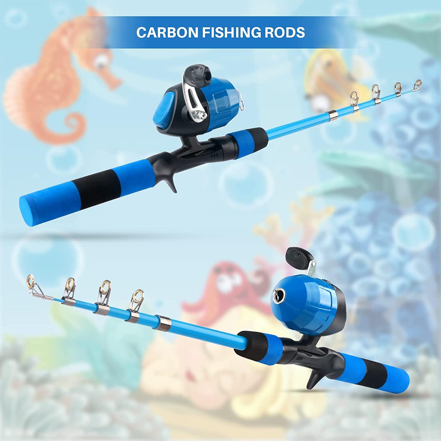 Fishing Rod Travel Portable Fishing Pole Carbon Fishing Rod with  Comfortable Handle Adults Fishing Rod Kit Fishing Gear for Beginner Adults  Fishing