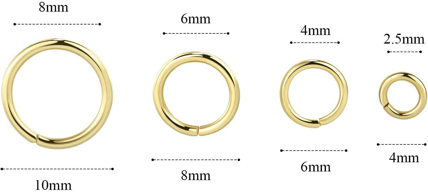 Alexcraft 14k Gold Plated Jump Rings 900PCS 4/6/8/10 mm Gold Jump Rings  Strong Gold Open Jump Rings Bulk for Necklace Bracelet Earrings Jewelry  Making Gold 4MM 6MM 8MM and 10MM