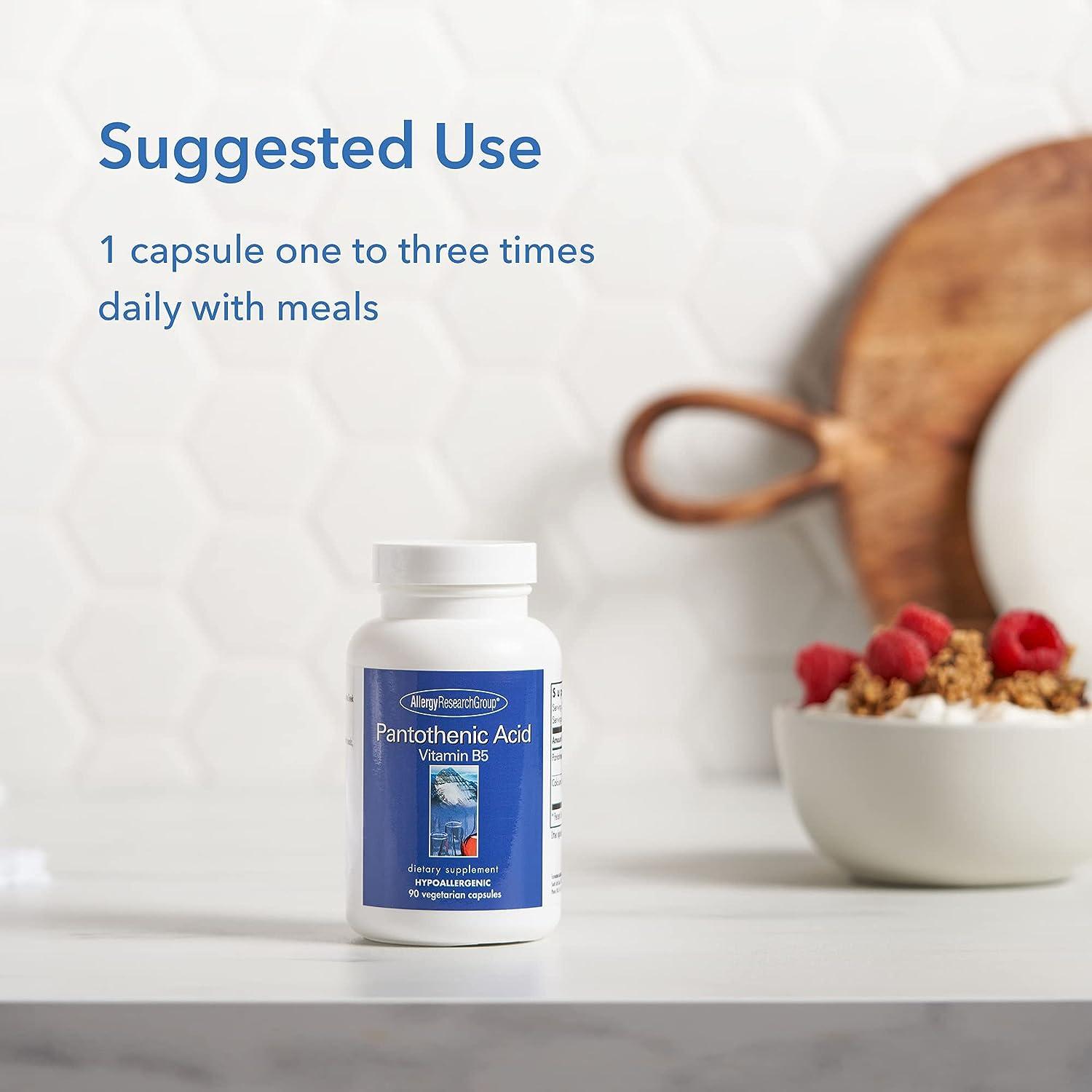 Pantothenic Acid (Vitamin B5) 90 Vegetarian Capsules Supports