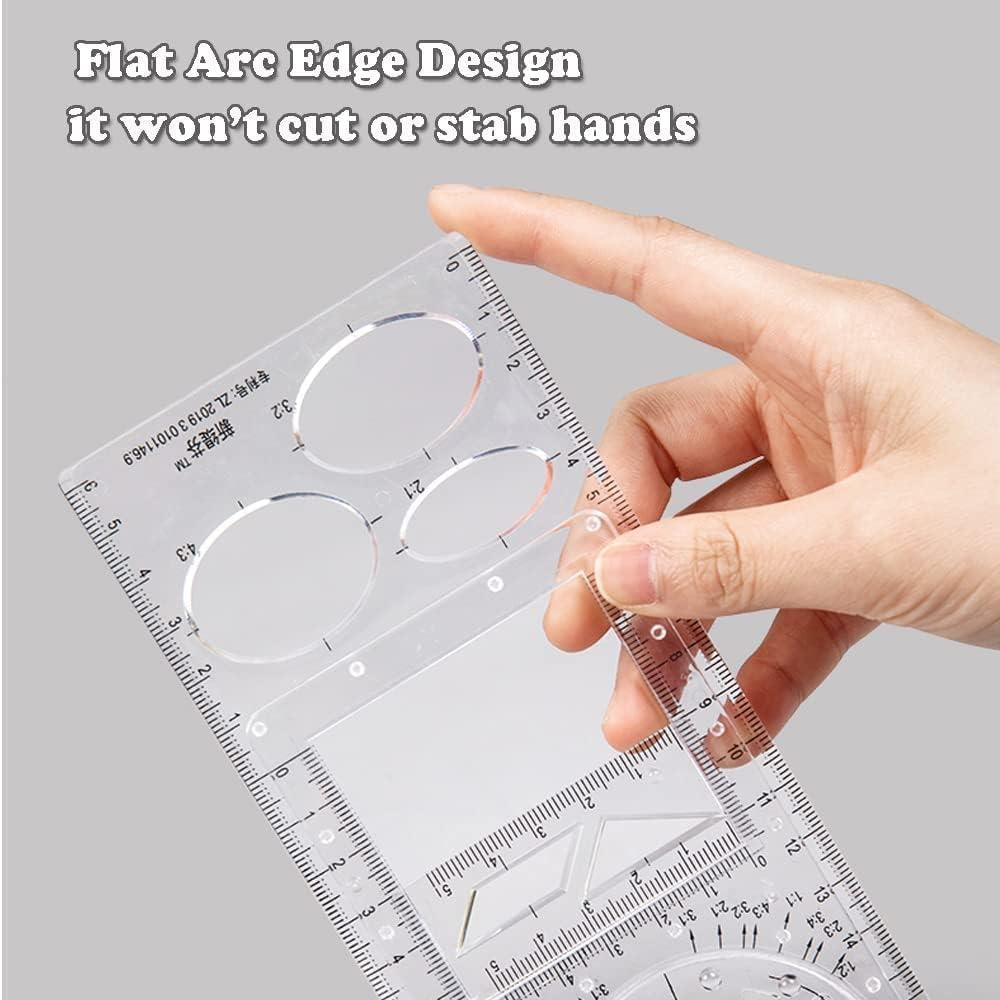 Multifunctional Rotatable Drawing Ruler Student Mathematical