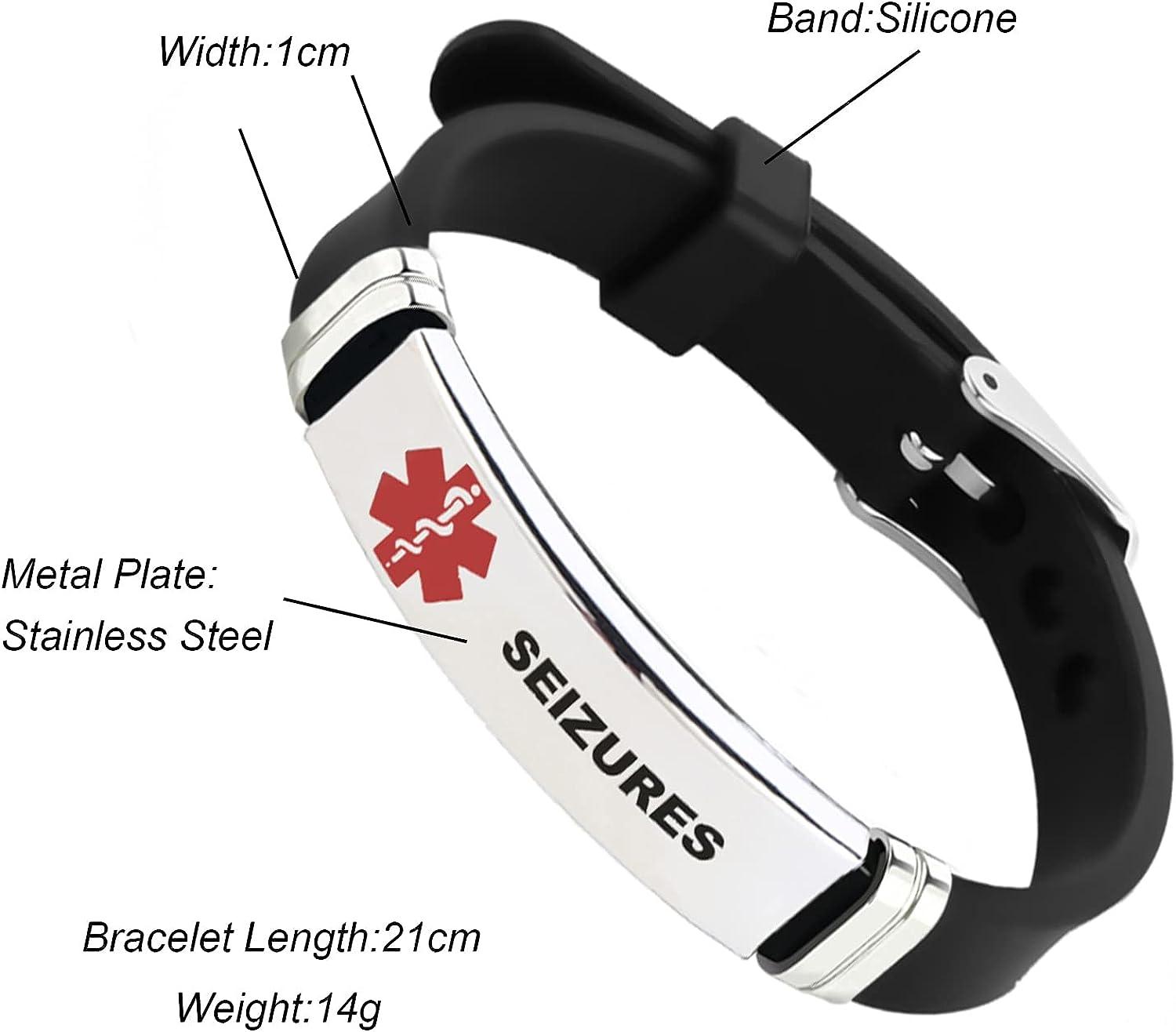 Snapklik.com : TGLS Red Medical Alert ID Bracelets For Women Men Emergency  First Aid Health Monitoring Laser Engraved Satinless Steel Adjustable  Silicone Wristband Bracelets For Elderly