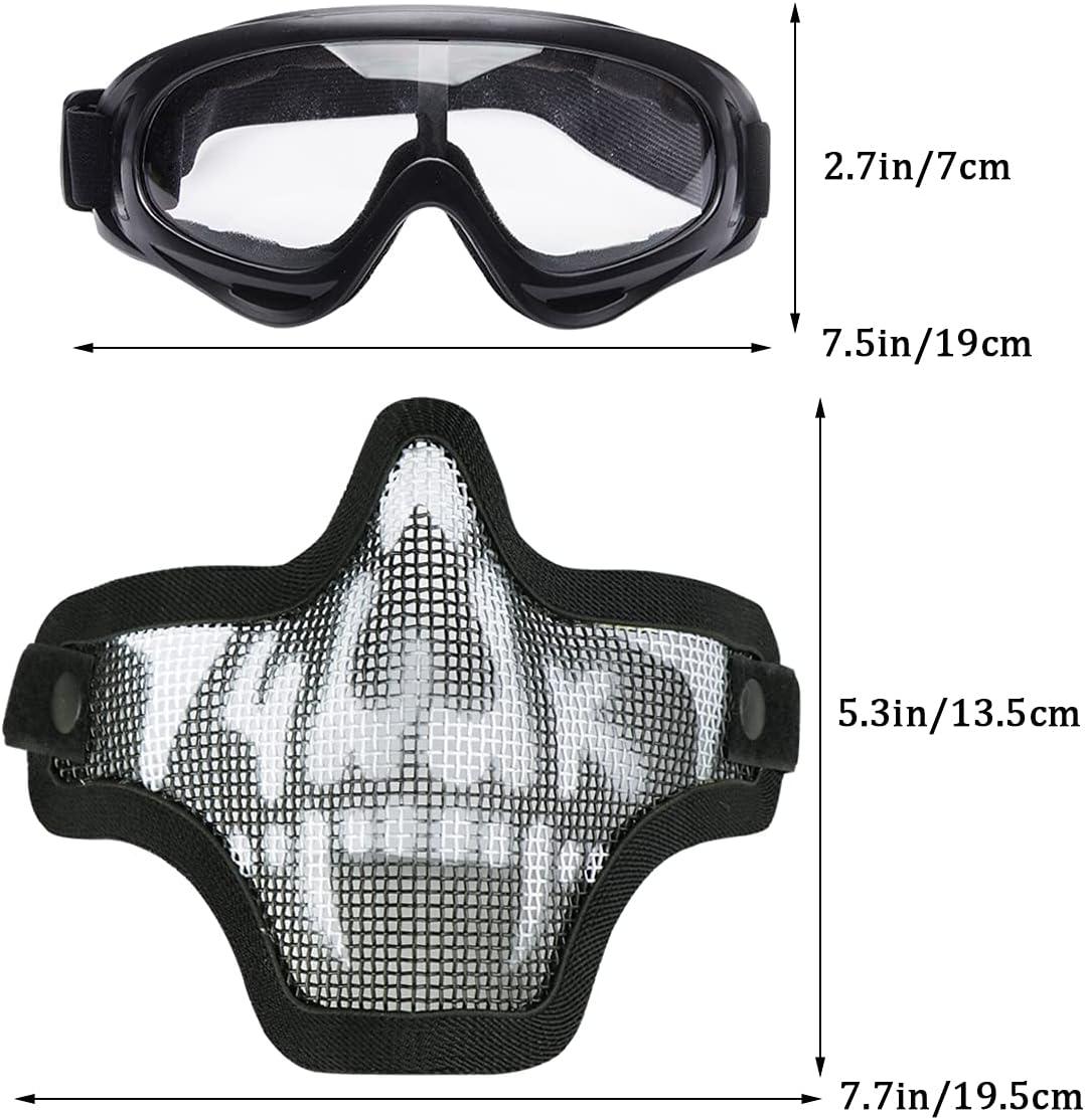 AOUTACC Airsoft Mask and Goggles, Skull Airsoft Half Face Mask Steel