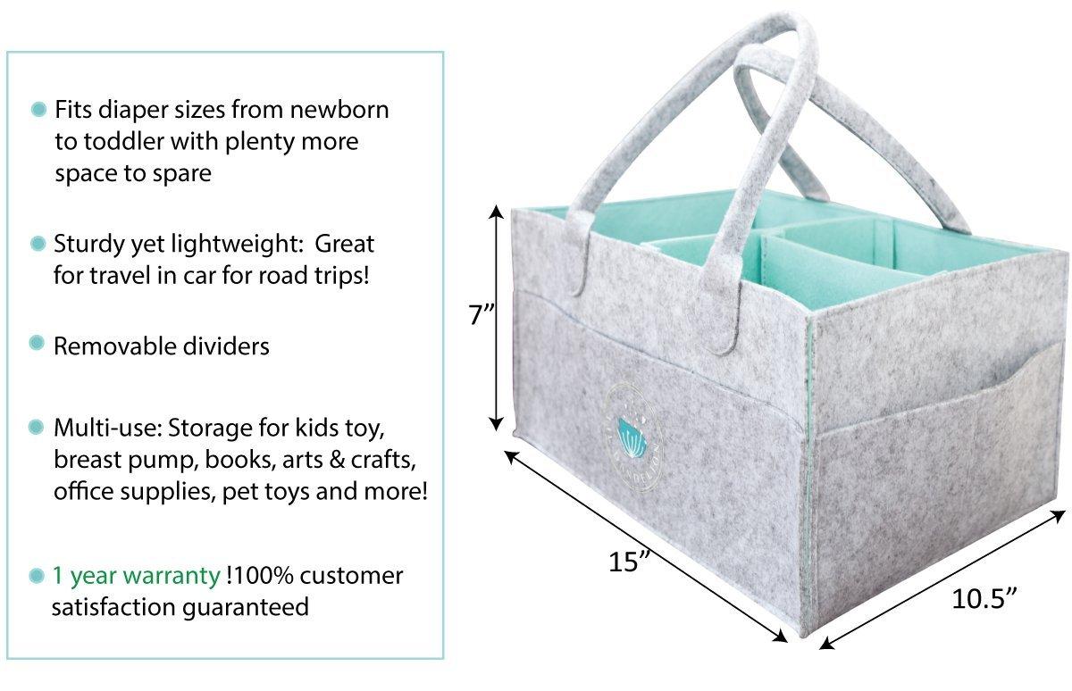 Large Portable Baby Diaper Caddy Organizer Nursery Storage Bin And