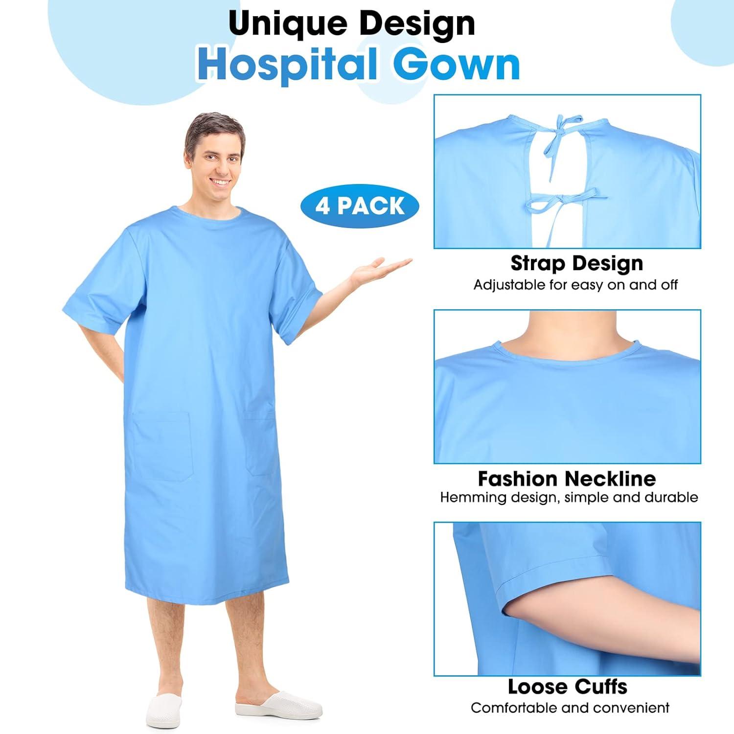 PIU Hospital Patient Cotton Unisex Gown - Sky Blue : Amazon.in: Fashion