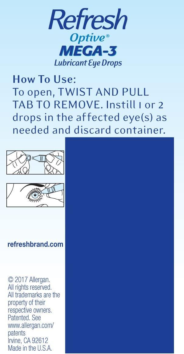 Refresh Optive Mega3 Lubricant Eye Drops 30 Count Dry Eye Relief