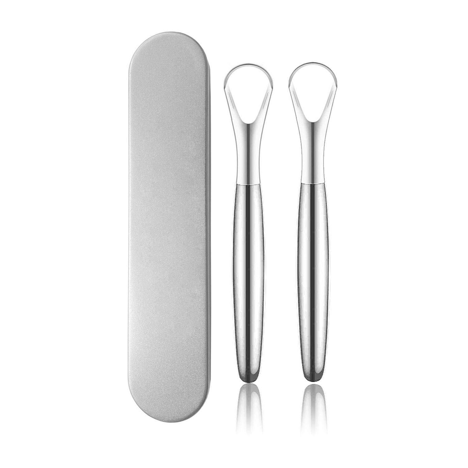 MEOOAWQI Metal Handle Tongue Scraper (2Pack) Stainless Steel