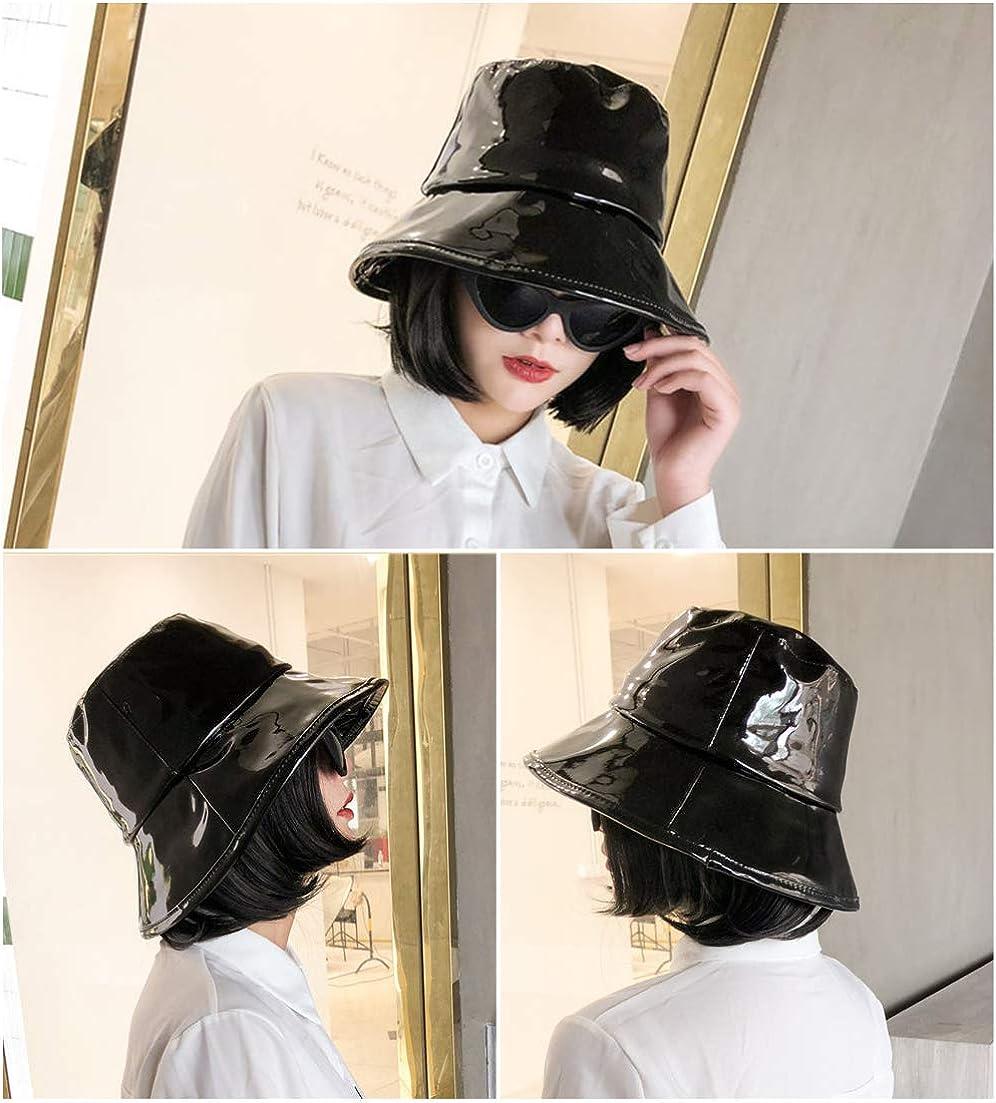 Women's Rain Hats Waterproof Rain Hat Wide Brim Bucket Hat Rain Cap Black