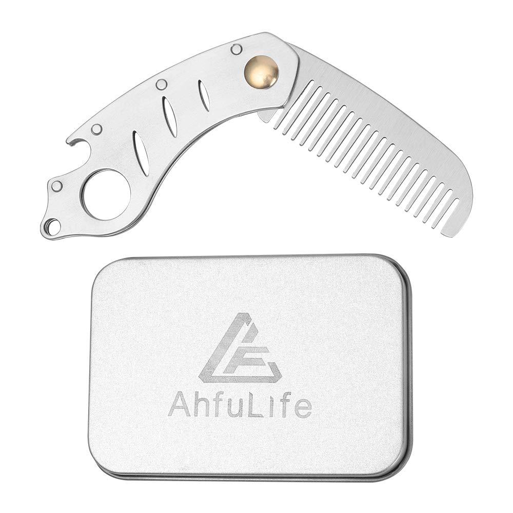Stainless Steel Metal Hair & Beard Comb, AhfuLife Multifunctional