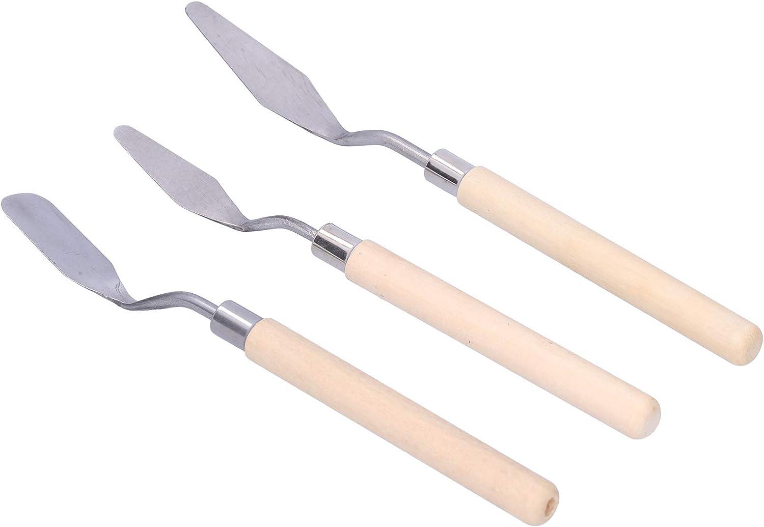 Palette Knife Set, 3Pcs Wooden Handle Oil Painting Scraper Palette