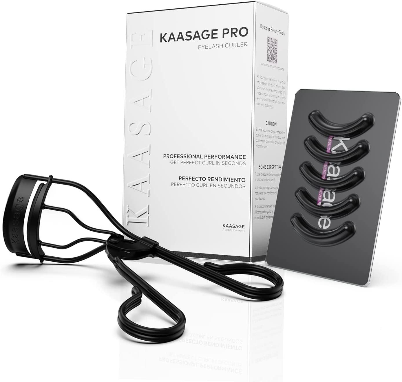 Kaasage Eyelash Curler for Women - Black Professional Lash Curler with  Refill Silicone Pads. Easy to Curl Open-Eye Eyelashes Naturally in Seconds  with No Pinching, No Pulling and Last Long