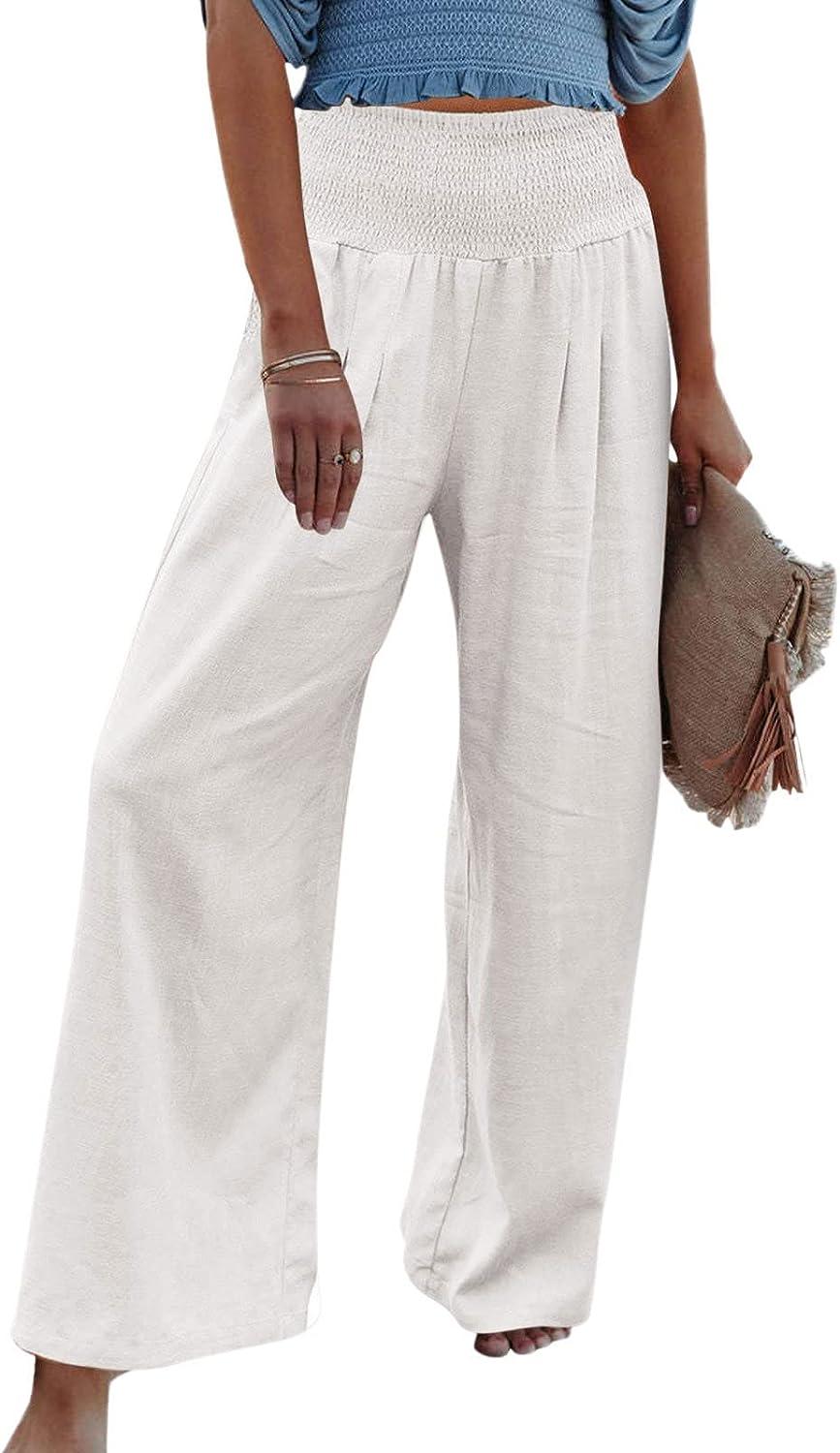 Womens Palazzo Long Pants High Waist Wide Leg Stretchy Loose Fit