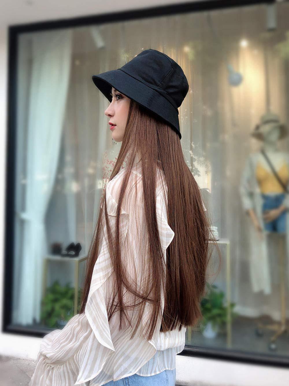 BGHJUE Fisherman's Hat Wig Women's Fashion Long Curly Hair