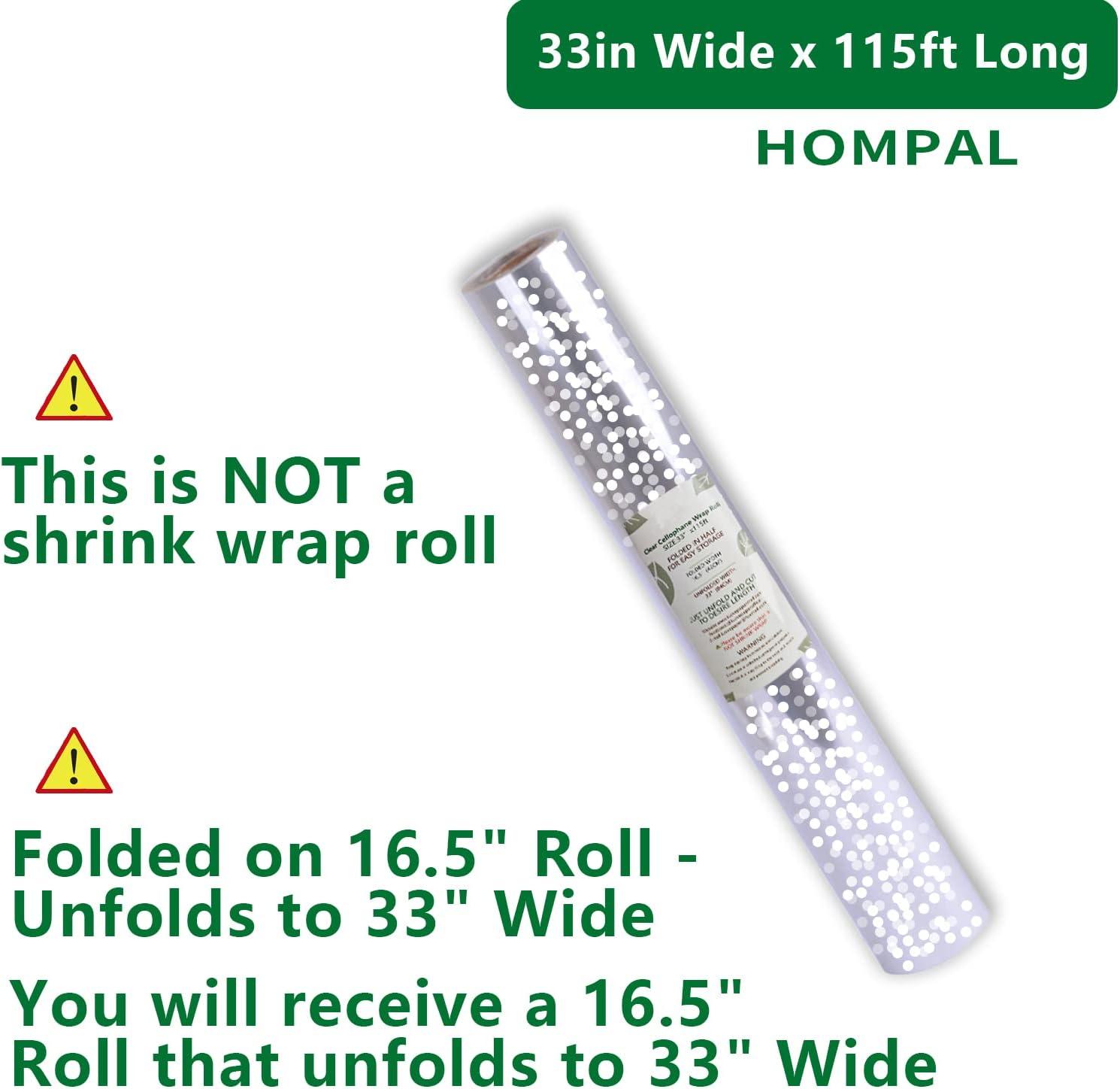 thumbnail image 2 of Wrap Junky Premium 3mm Thick Clear Cellophane Wrap Roll | 31.5" X 100ft (Unfolded) Folded To 15.7" | Cellophane Wrap For Gift Baskets | Clear Wrapping Paper For Food, Flower 2 of 10