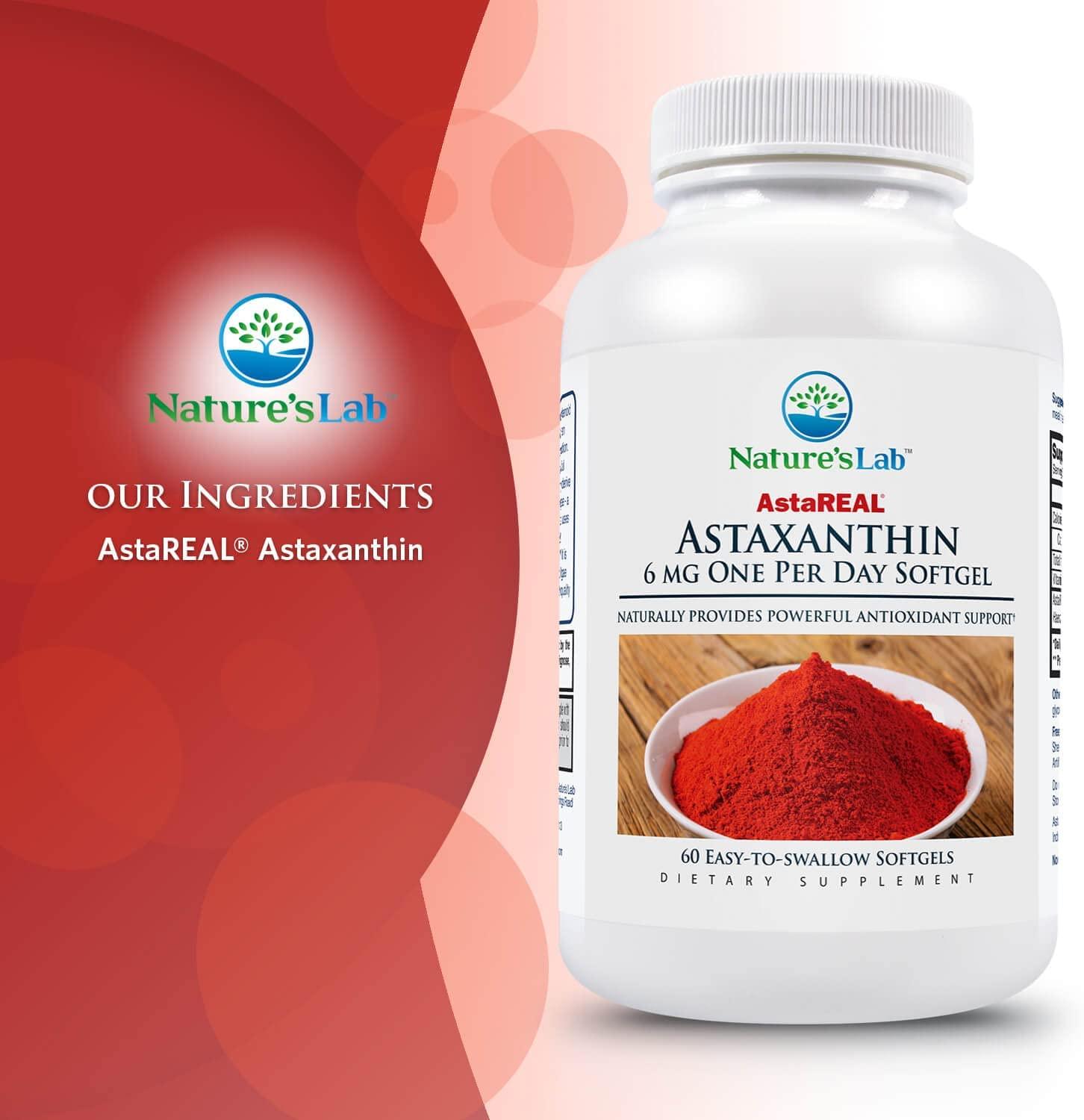 Nature's Lab AstaREAL Astaxanthin 6mg of Potent Antioxidant