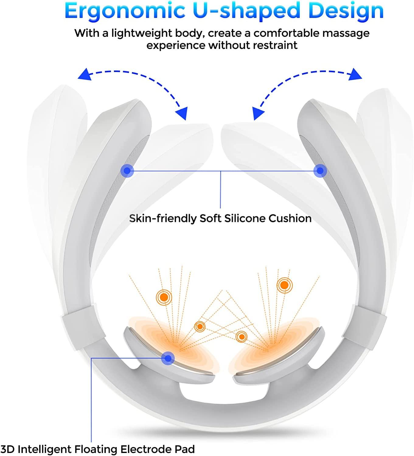 Intelligent Neck Massager, Cordless Neck Massager with Heat , Smart Neck Pendant , 6 Modes 15 Level Massage Deep Tissue for Neck Relaxing