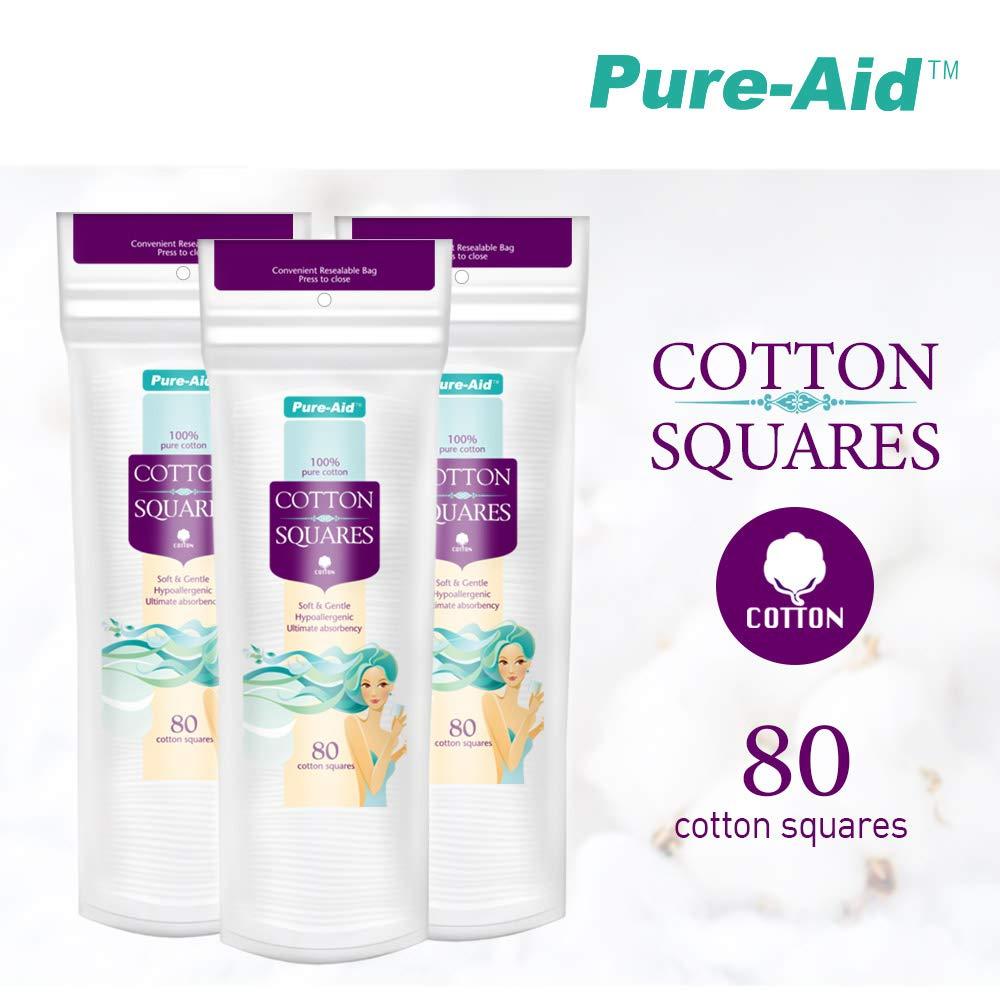Pure-Aid Cotton Squares, Soft and Gentle