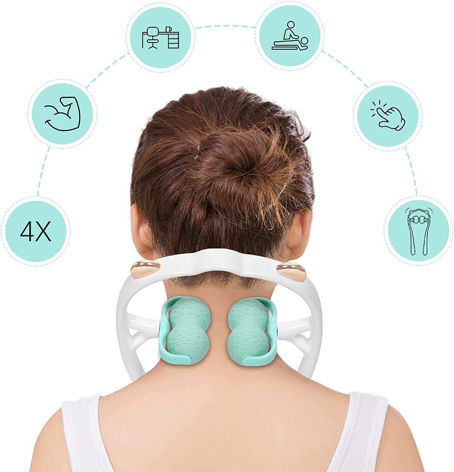 Veewook Upgrade 360° Dual Roller Ball Rolling Manual Neck Massager Tool