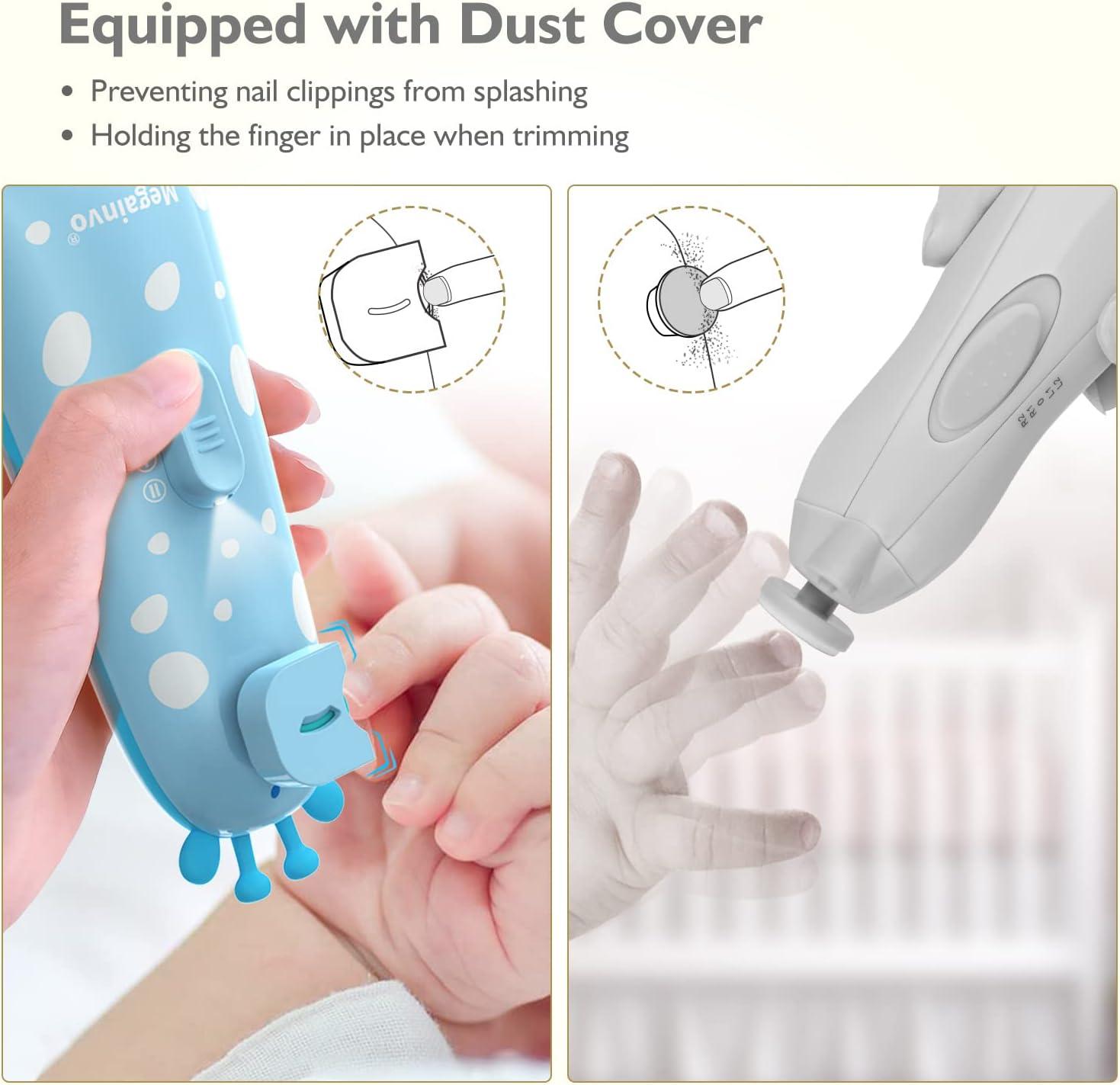 Megainvo Electric Baby Nail File Trimmer with 10 Grinding Heads