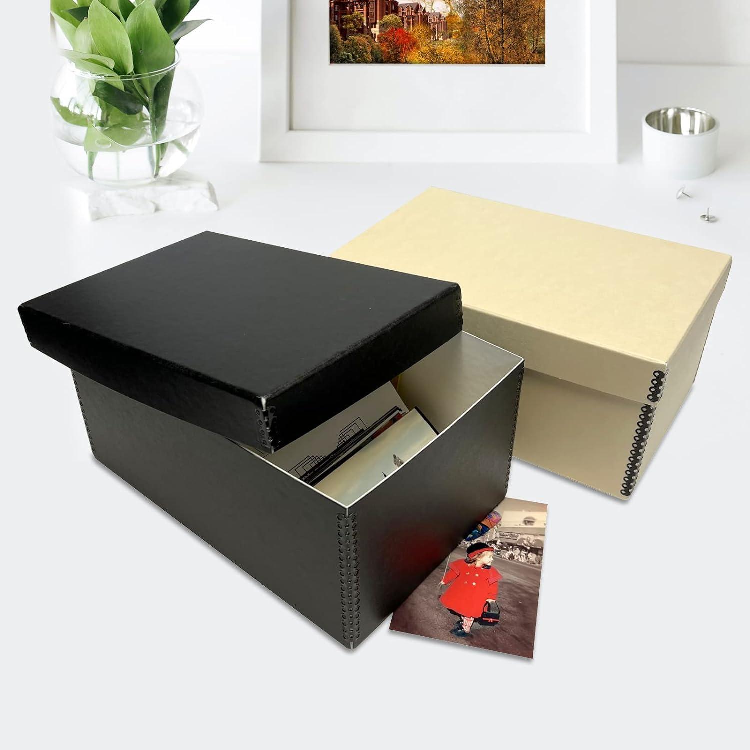 Archival photograph filing box with acid free envelopes