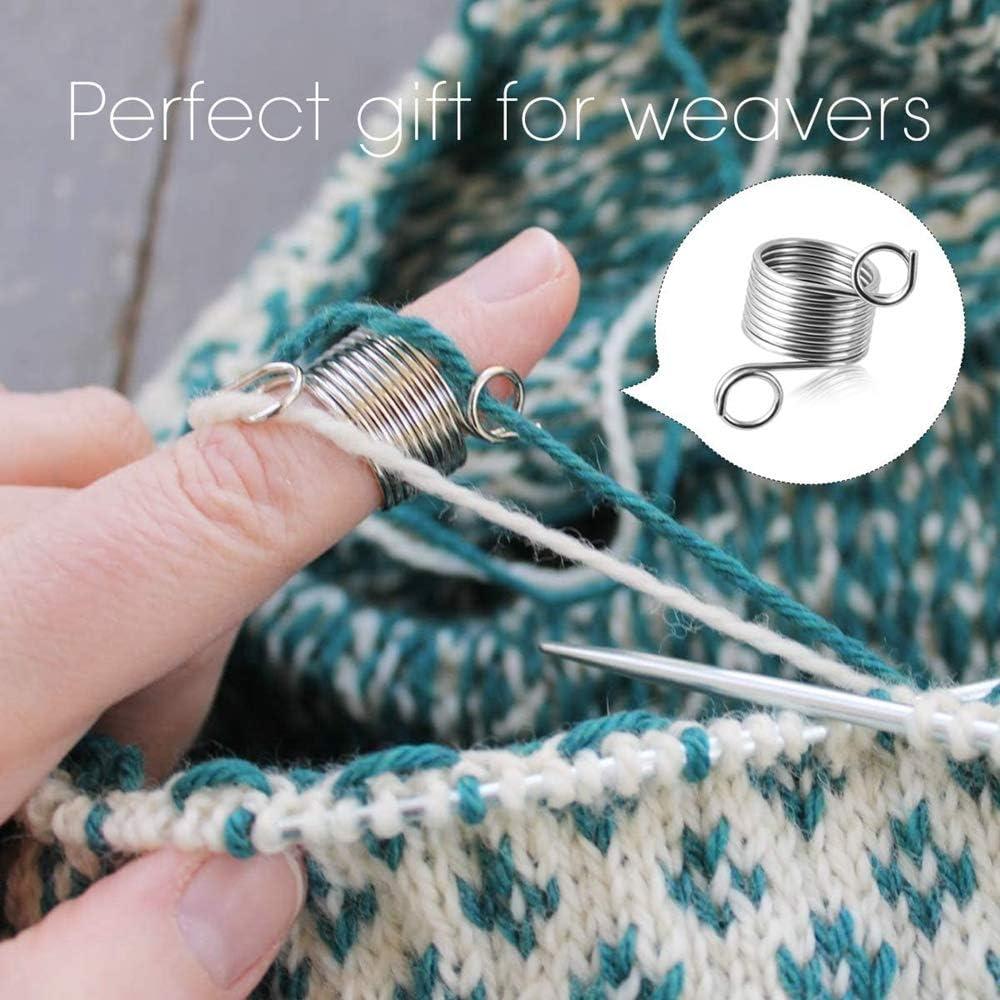 JOYUETLAN Yarn Guide Knitting Thimble 2 Piece 2 Size Stainless
