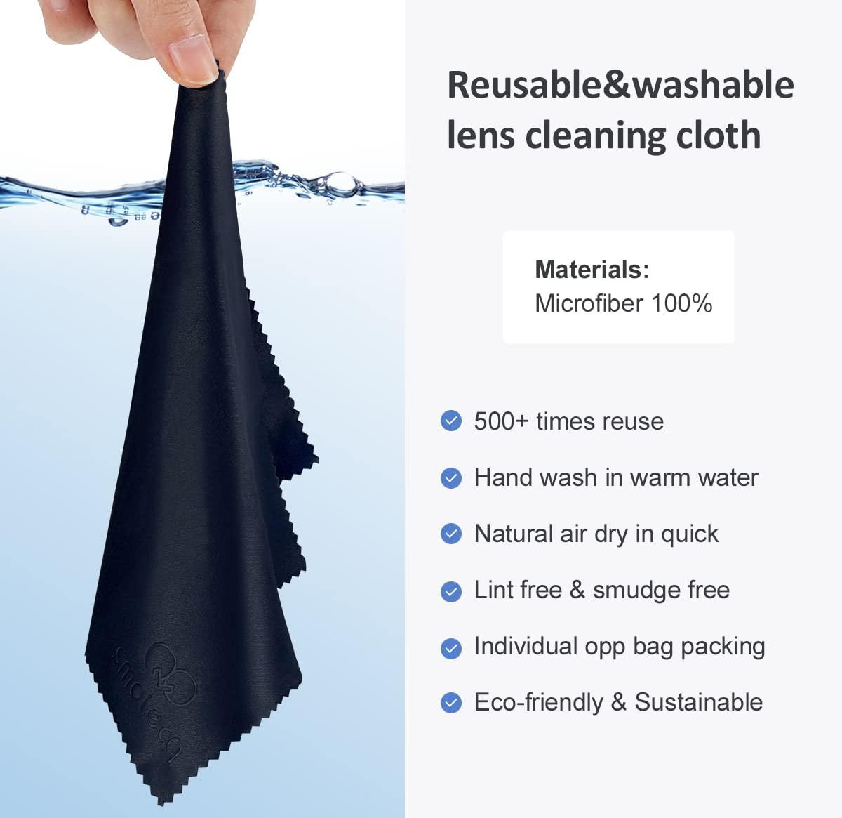 Glasses Cleaning Cloth, Premium Microfiber Lens and Screen Cleaner, Reusable and Washable - Pack of 8, 7 x 6-Inch, Blue Grey 6" x 8 Pack