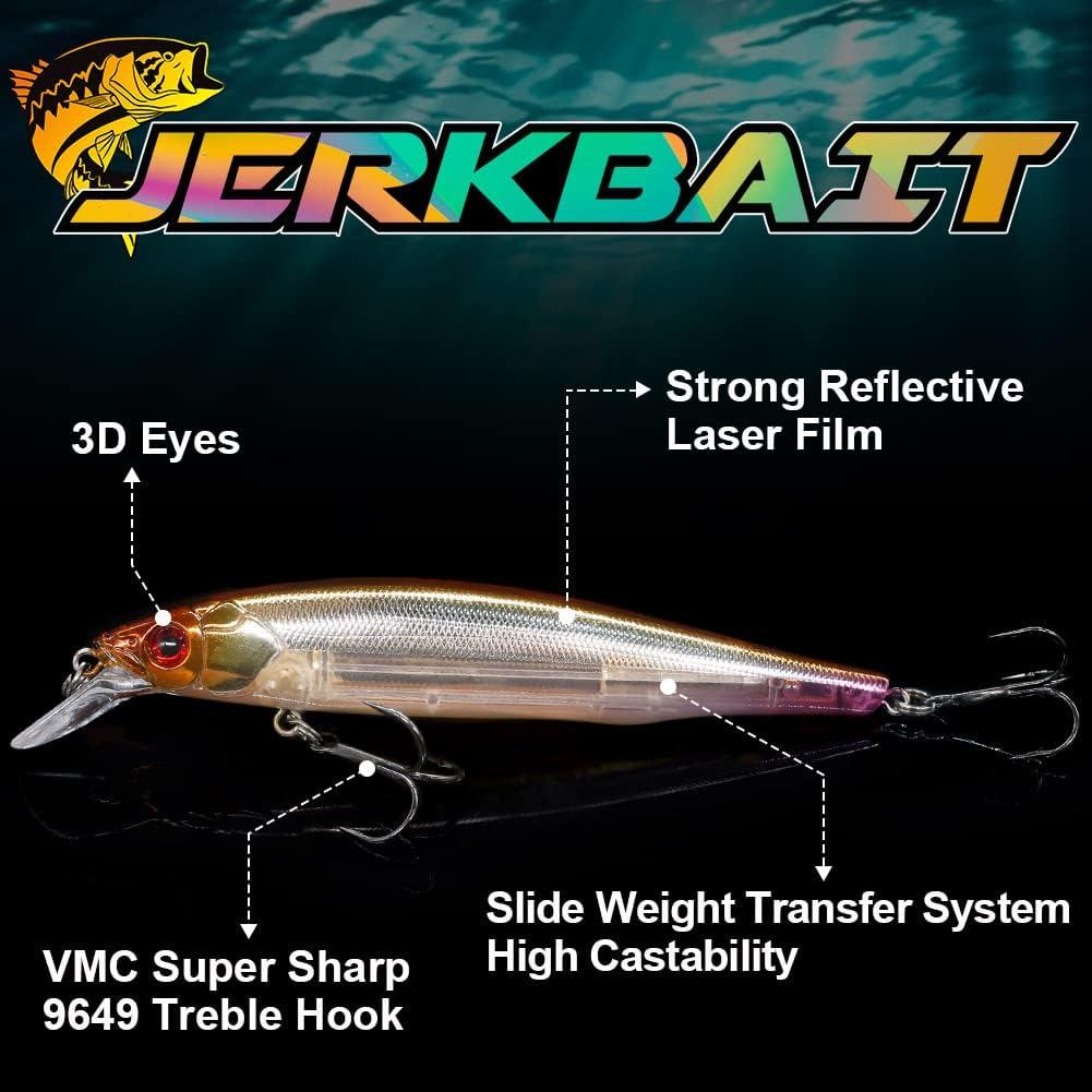 Jerkbait-for-Bass-Fishing-Minnow-Lure-Suspending-Jerk-Baits-Fishing-Lures  Kit 6-Piece Jerkbait Kit 110mm(4-3/8in)