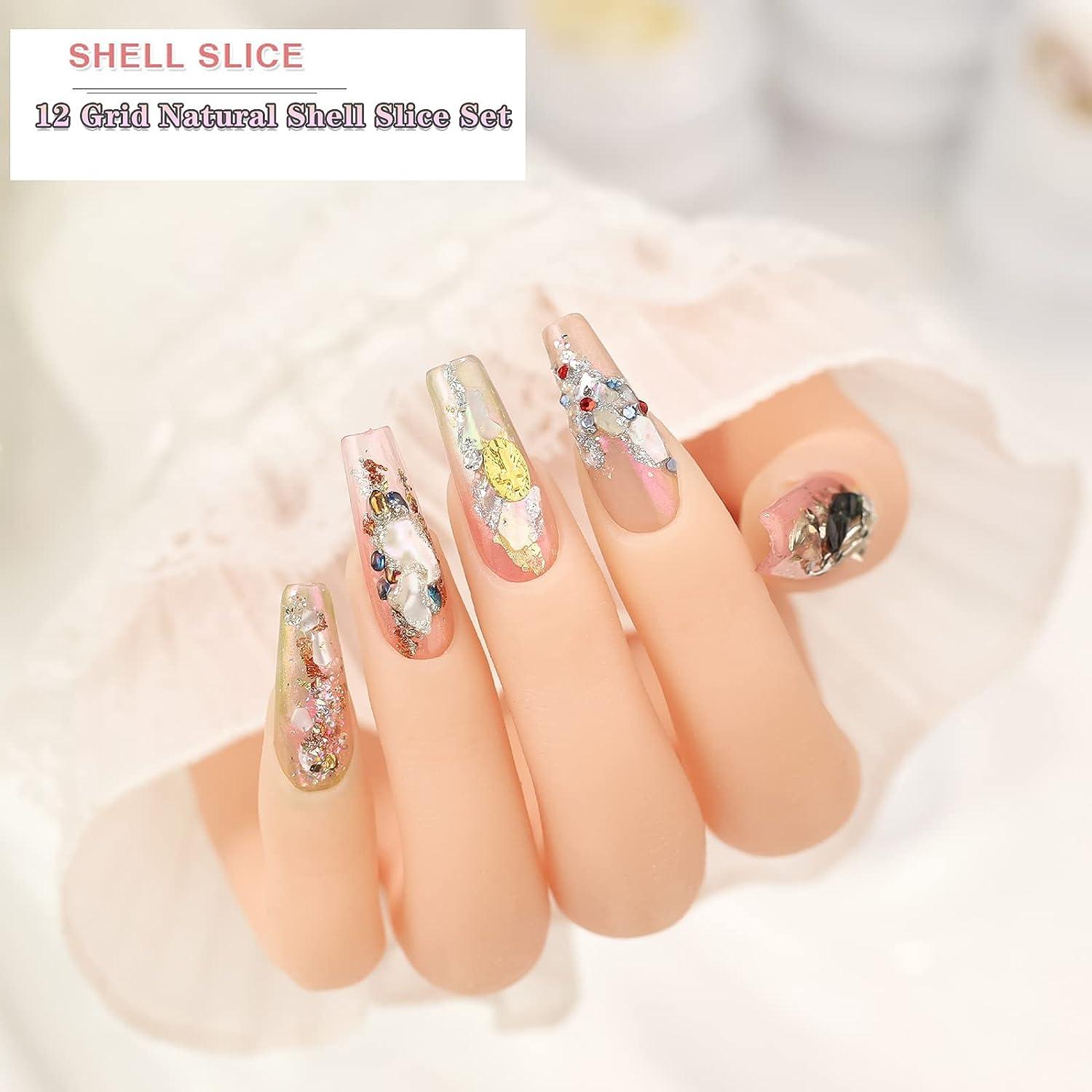 3D Shell Nails with Rhinestone Glue 🐚 