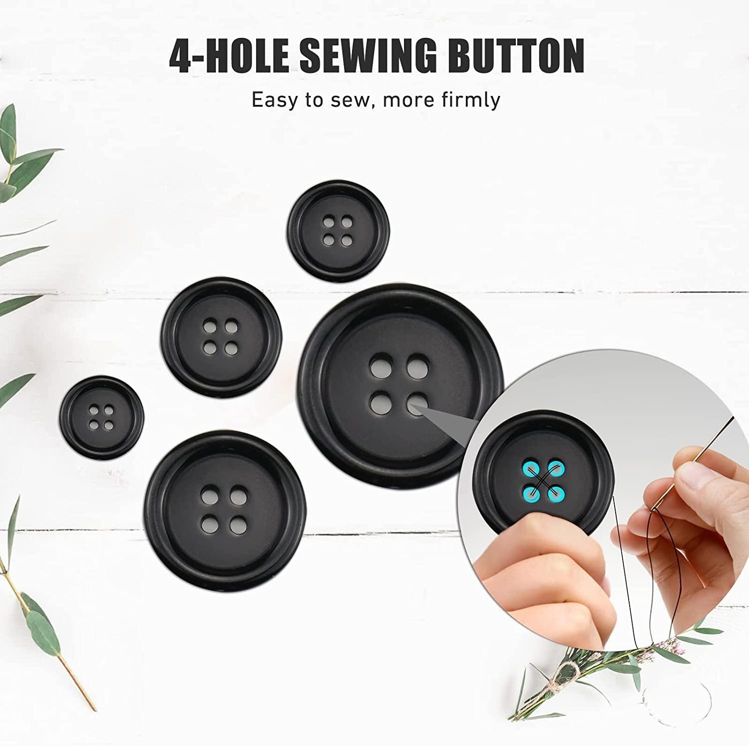  Black Buttons Sewing Button 4 Hole Plastic Button Round Buttons  Black 18L Pack of 12 : Arts, Crafts & Sewing