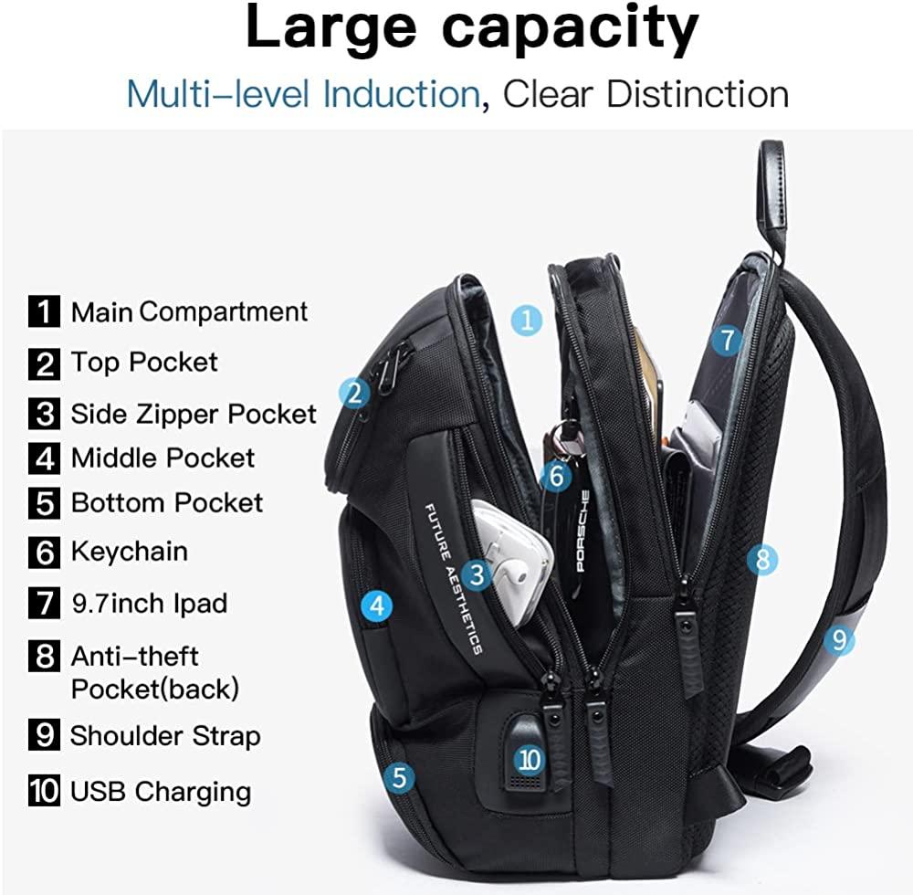 Sling Crossbody Bag Backpack Multi-layer Sling Bag Waterproof Shoulder Bag  - Blue