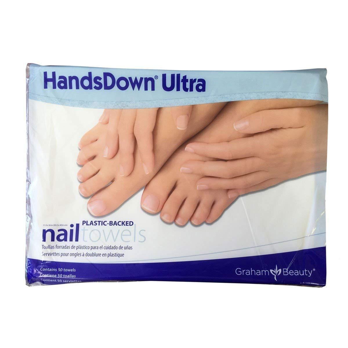 Graham Hands Down Ultra PlasticBacked Nail Care Towels, 50 Count