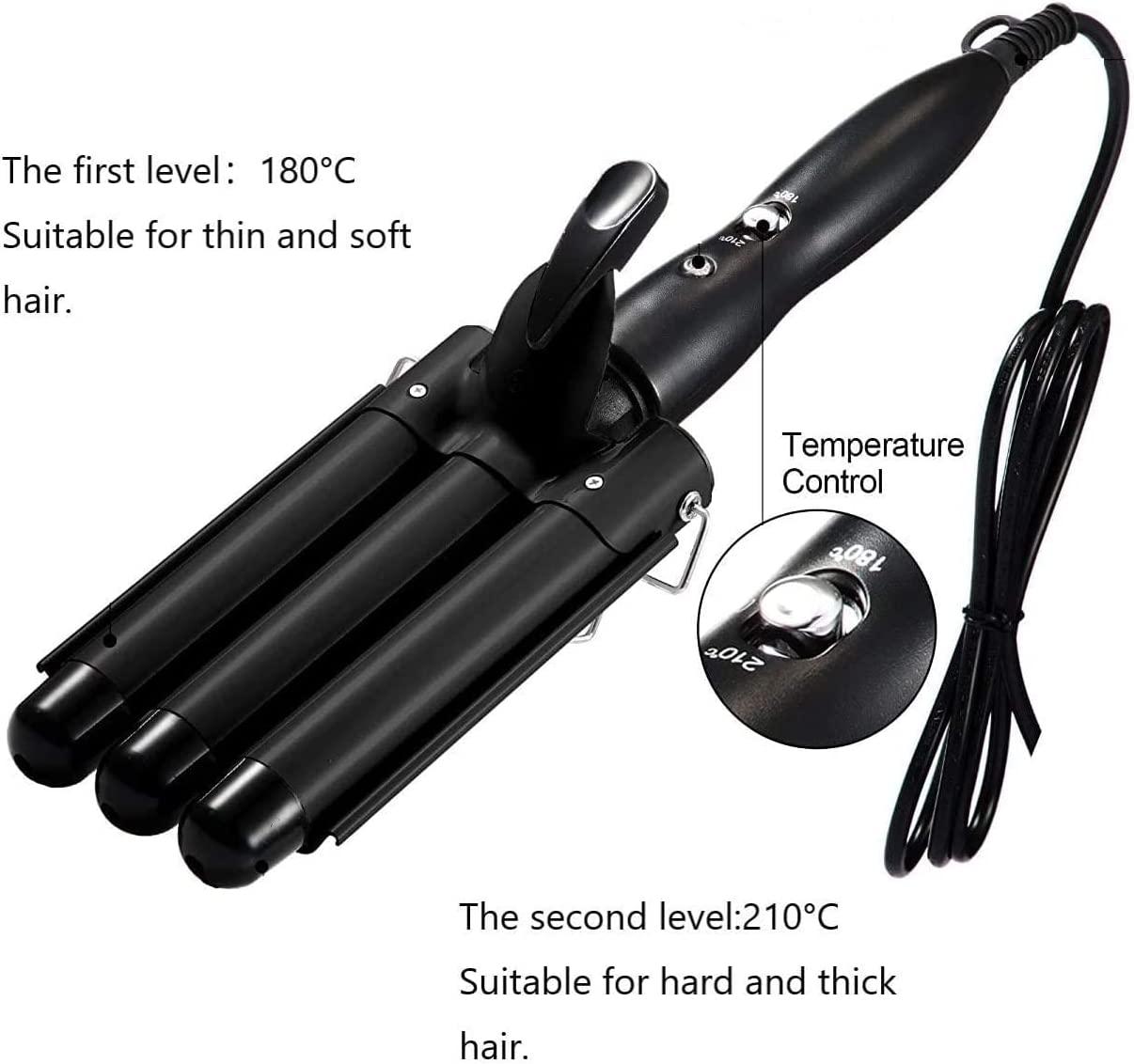 Hair Waver, 3 Barrel Curling Iron Wand 25mm Crimper Hair Iron 3 Barrel